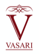 Logo von VASARI mit Emblem und dem Text &bdquo;VASARI&ldquo; in Rot und Schwarz.